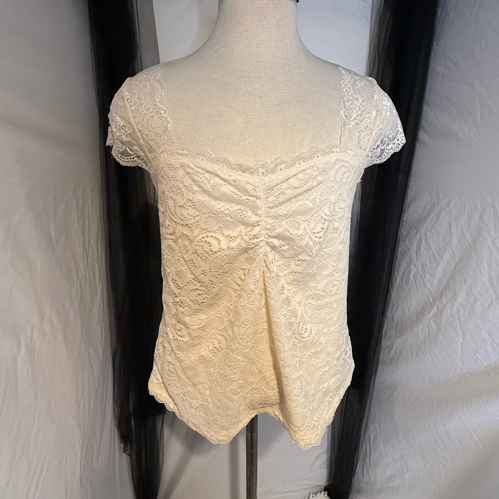 Torrid Cream Lace Blouse